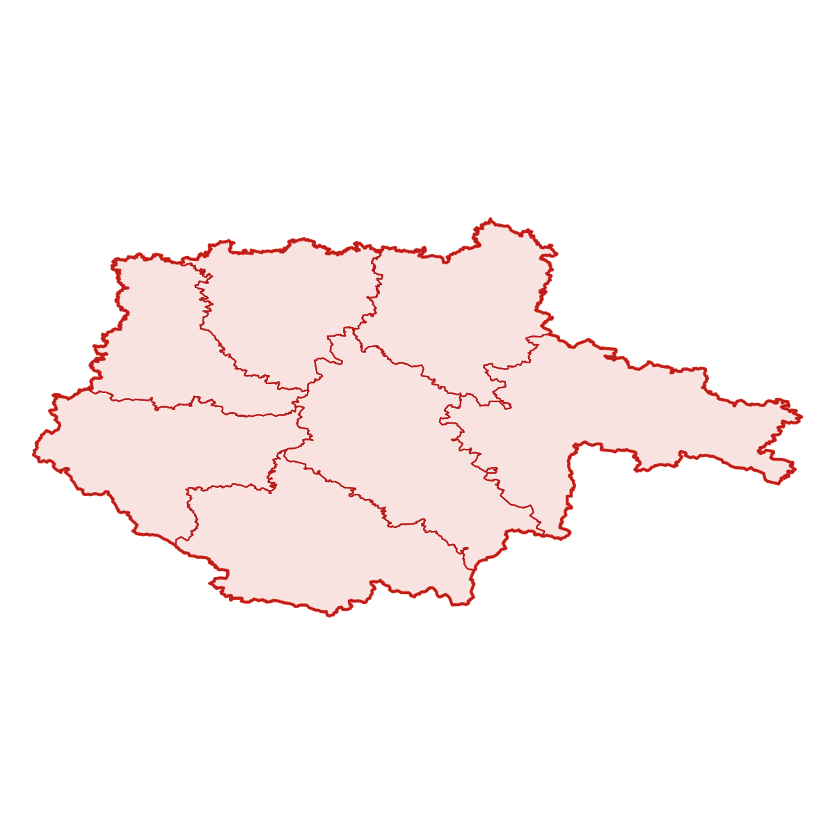 Mapa kraje Jihočeský kraj s okresy
