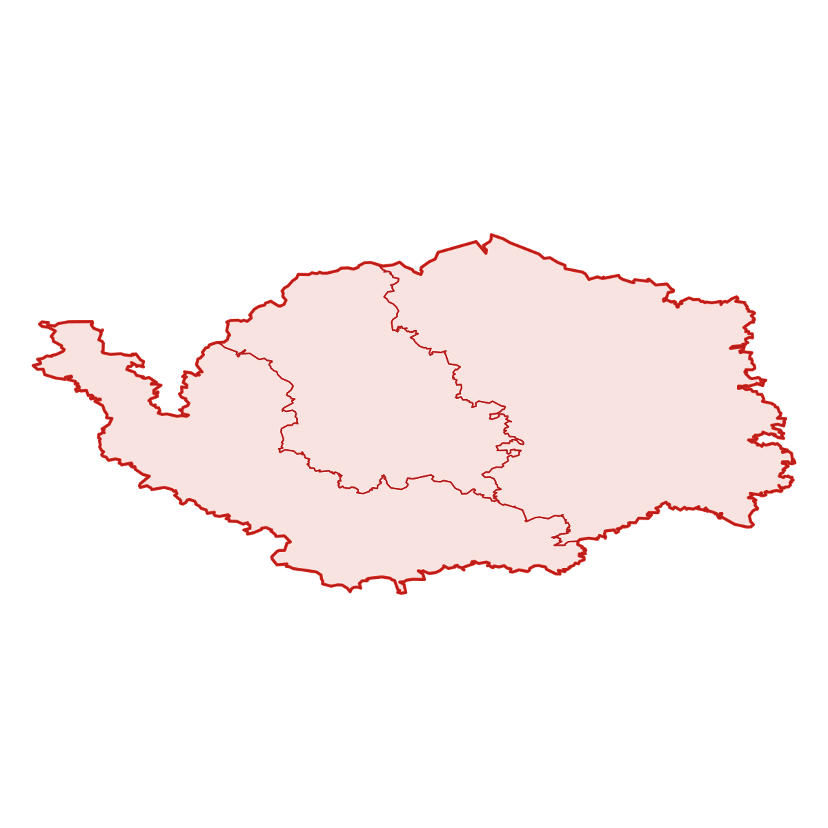Mapa kraje Karlovarský kraj s okresy