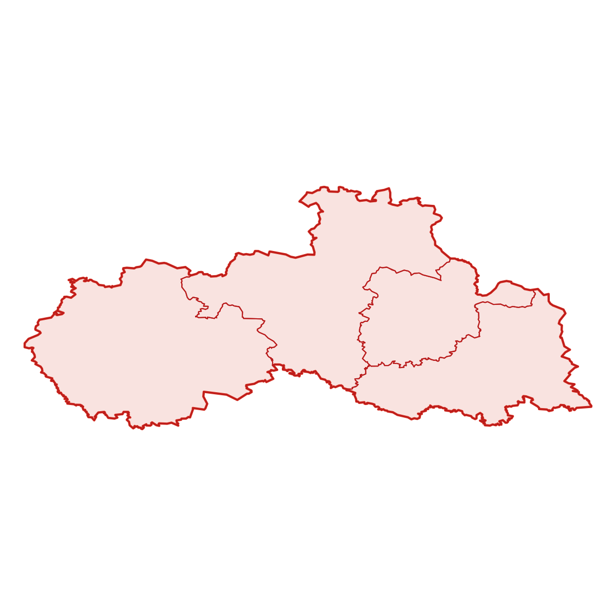 Mapa kraje Liberecký kraj s okresy