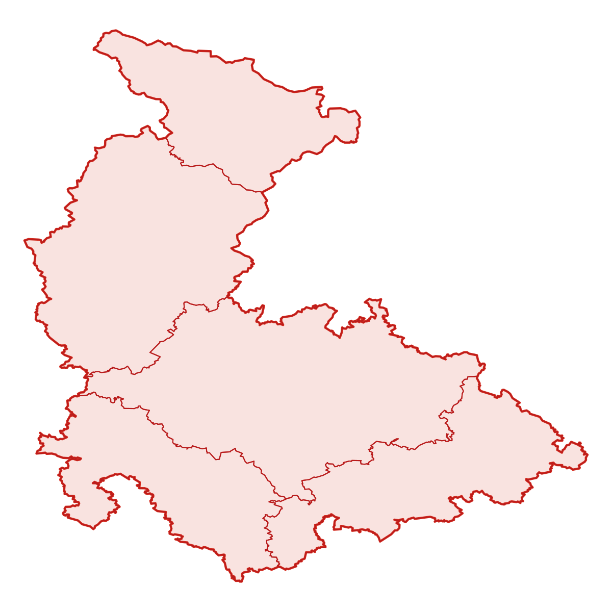 Mapa kraje Olomoucký kraj s okresy
