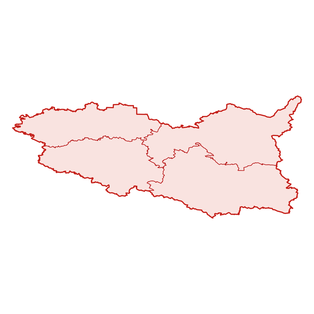 Mapa kraje Pardubický kraj s okresy