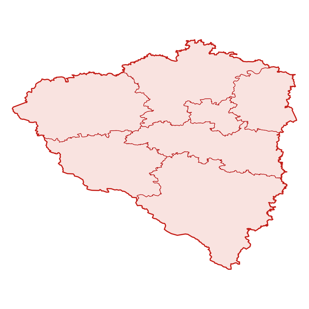 Mapa kraje Plzeňský kraj s okresy