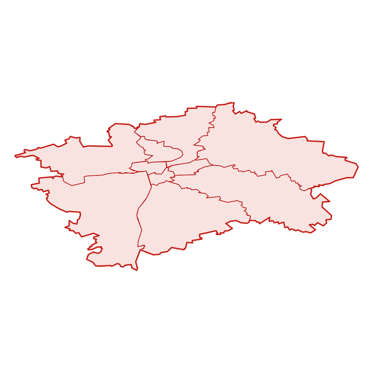 Mapa kraje Praha s okresy
