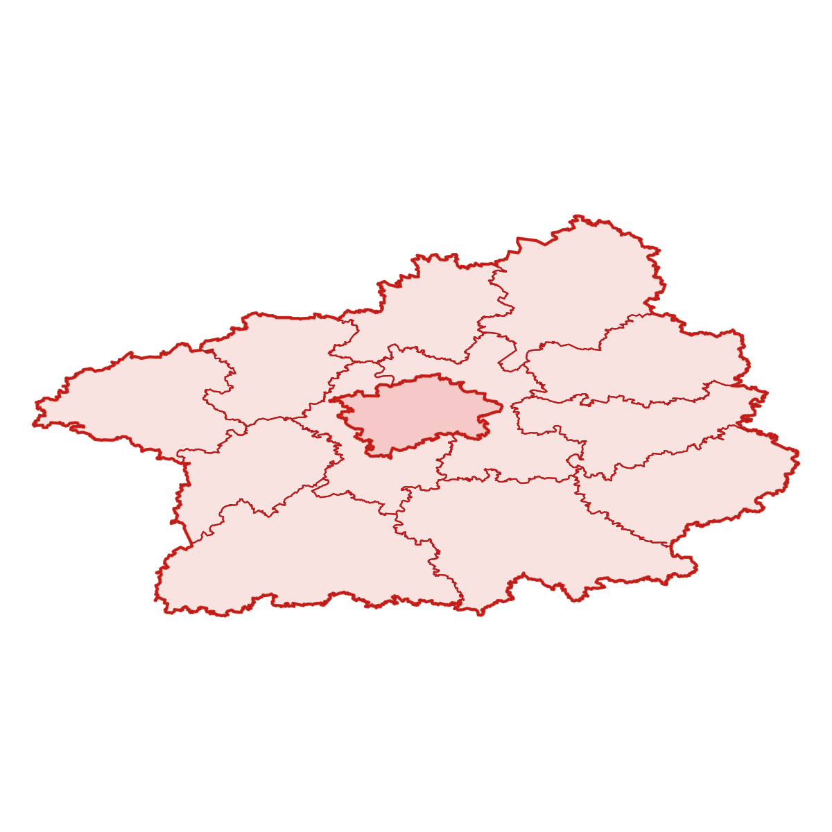 Mapa kraje Středočeský kraj s okresy