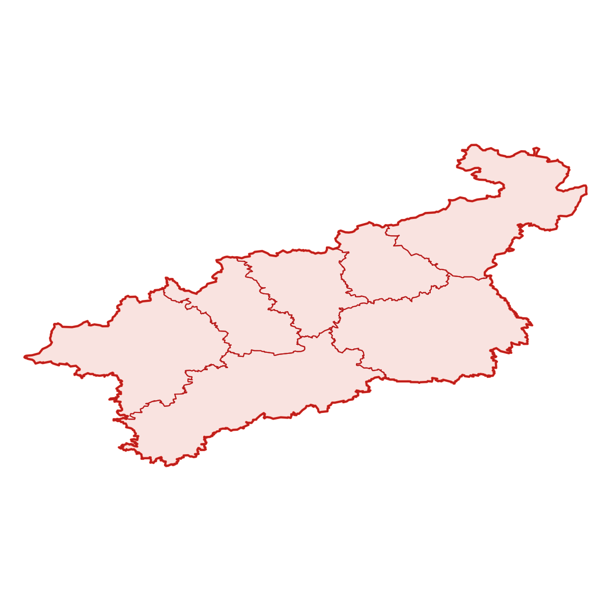 Mapa kraje Ústecký kraj s okresy