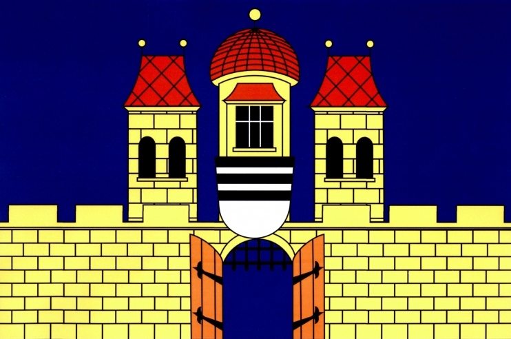 Flag of Jevišovice, South Moravian Region